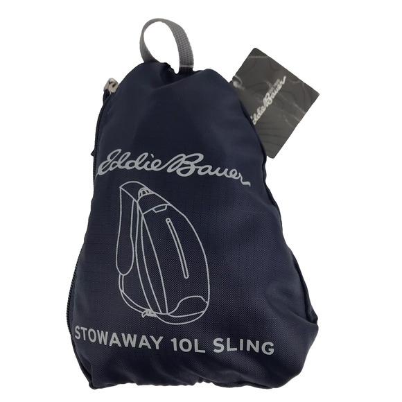 NWT Eddie Bauer Stowaway Sling Bag 10L Navy Packable Lightweight Hiking Travel